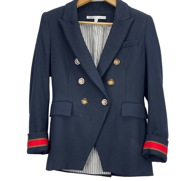 Veronica Beard Jackets & Blazers - Veronica Beard Timber Dickey Blazer Navy Red Gold Made in the USA Size 2